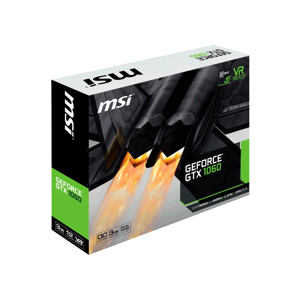 Tarjeta de Video MSI NVIDIA GeForce GTX 1060 3GT OC/R3GB 192-bit DDR5, PCI Express x16 3.0FB